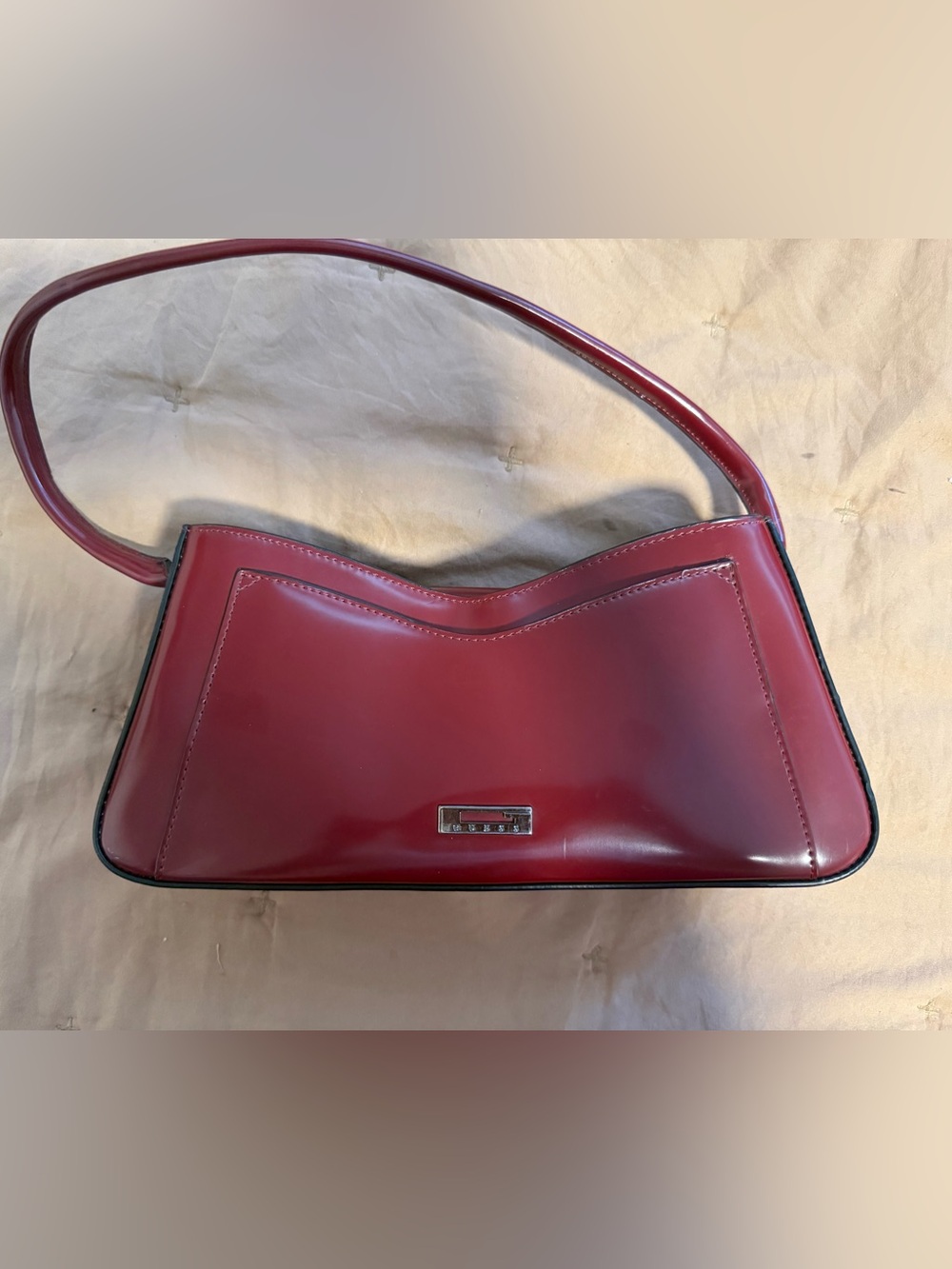 Guess Burgundy Patent Shoulder Bag
